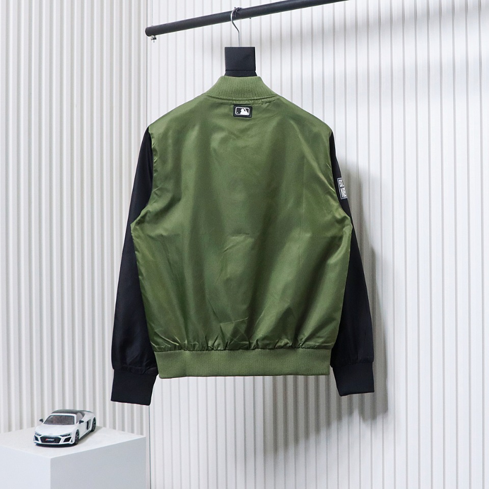 MLB Spliced ​​3D Large Logo Embroidery Baseball Jacket Green