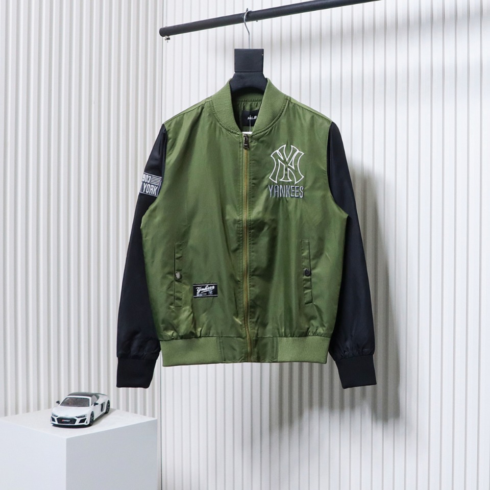 MLB Spliced ​​3D Large Logo Embroidery Baseball Jacket Green