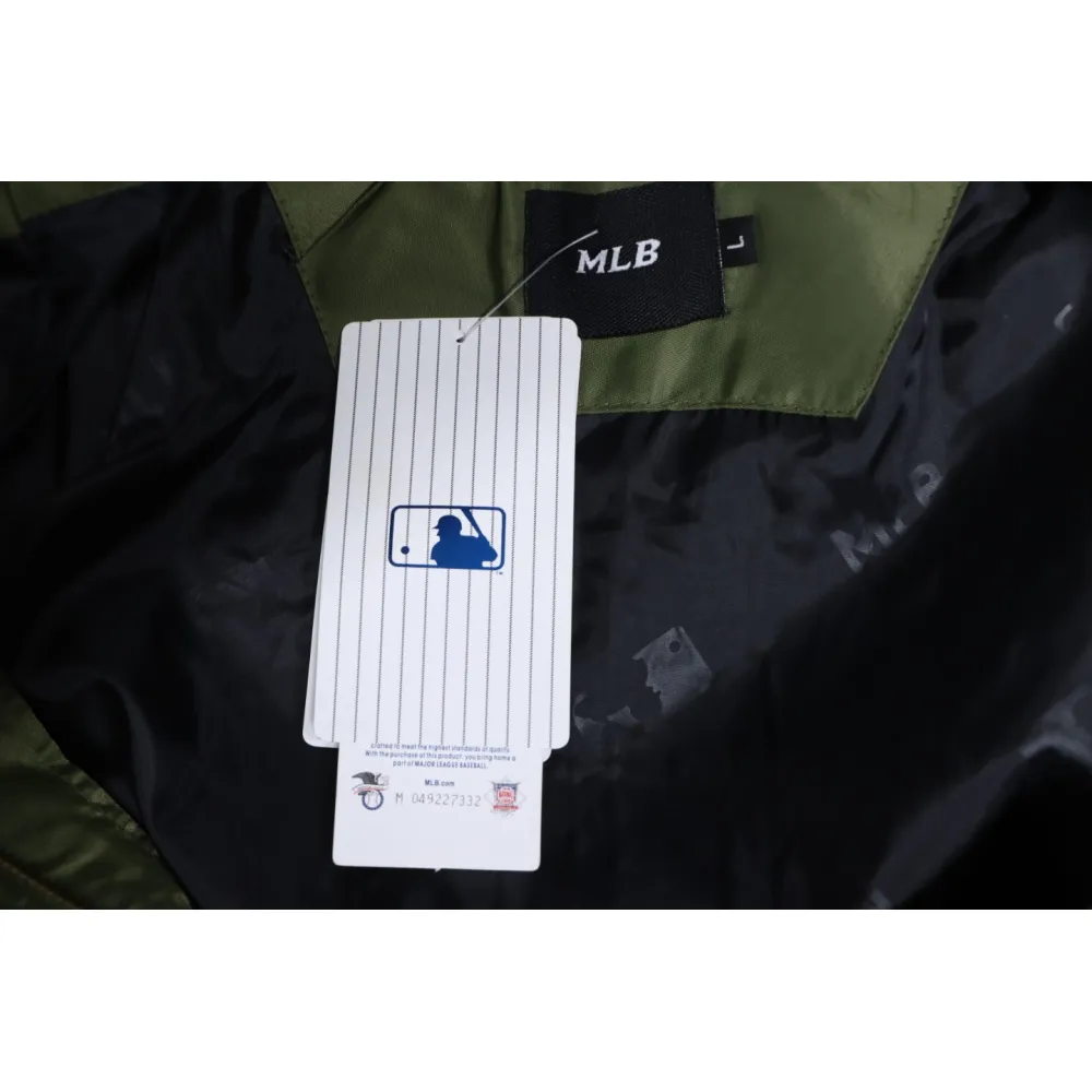 MLB Spliced ​​3D Large Logo Embroidery Baseball Jacket Green