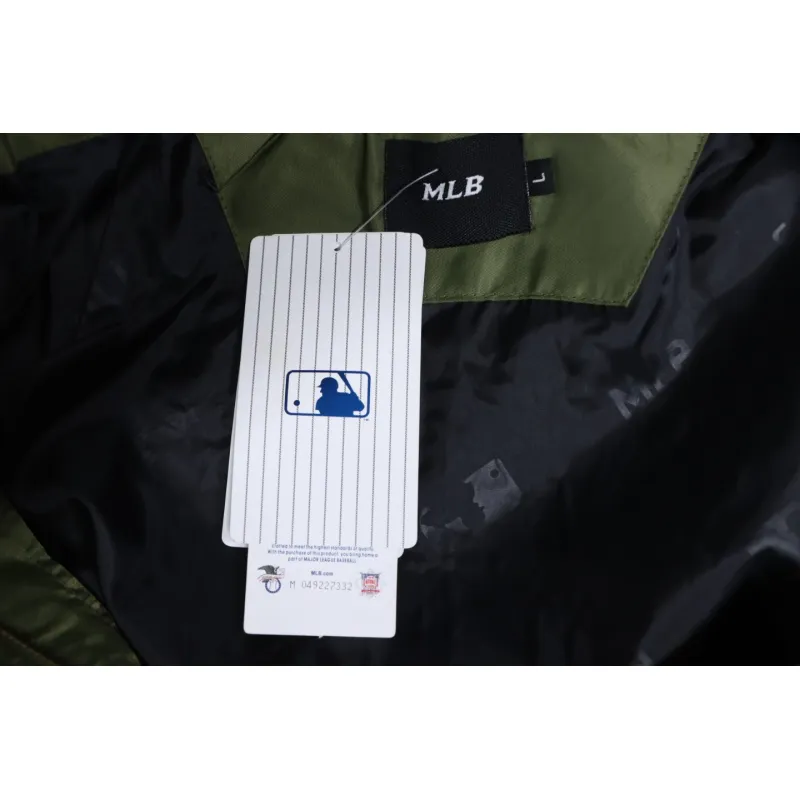MLB Spliced ​​3D Large Logo Embroidery Baseball Jacket Green