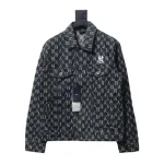 MLB Washed Denim Jacket with All Over Logo Black