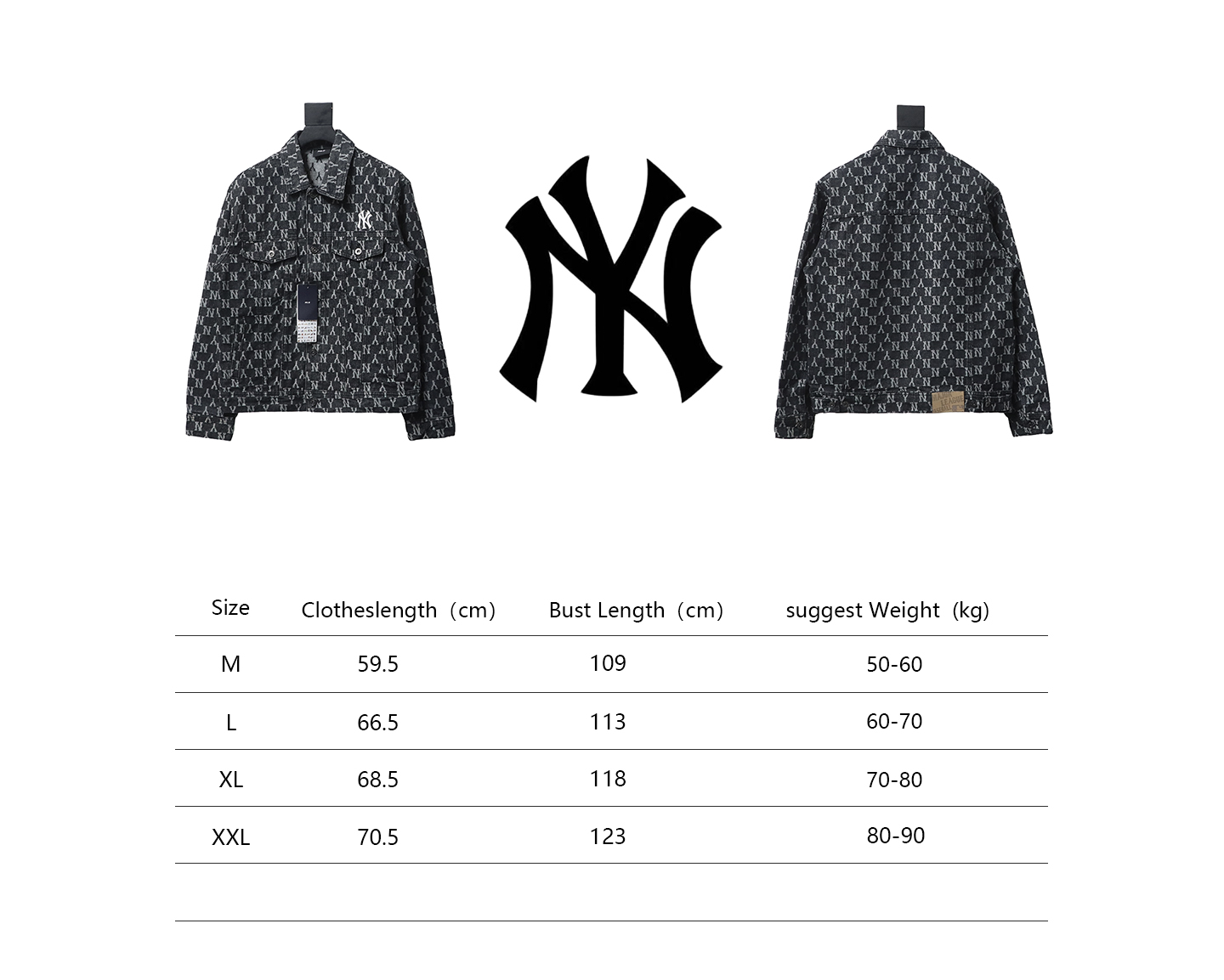 MLB Washed Denim Jacket with All Over Logo Black