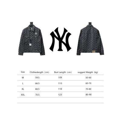MLB Washed Denim Jacket with All Over Logo Black 02