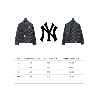 MLB Washed Denim Jacket with All Over Logo Black 02