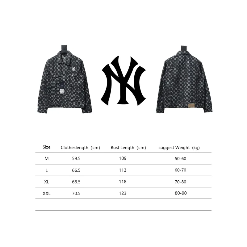 MLB Washed Denim Jacket with All Over Logo Black