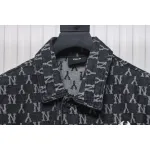 MLB Washed Denim Jacket with All Over Logo Black