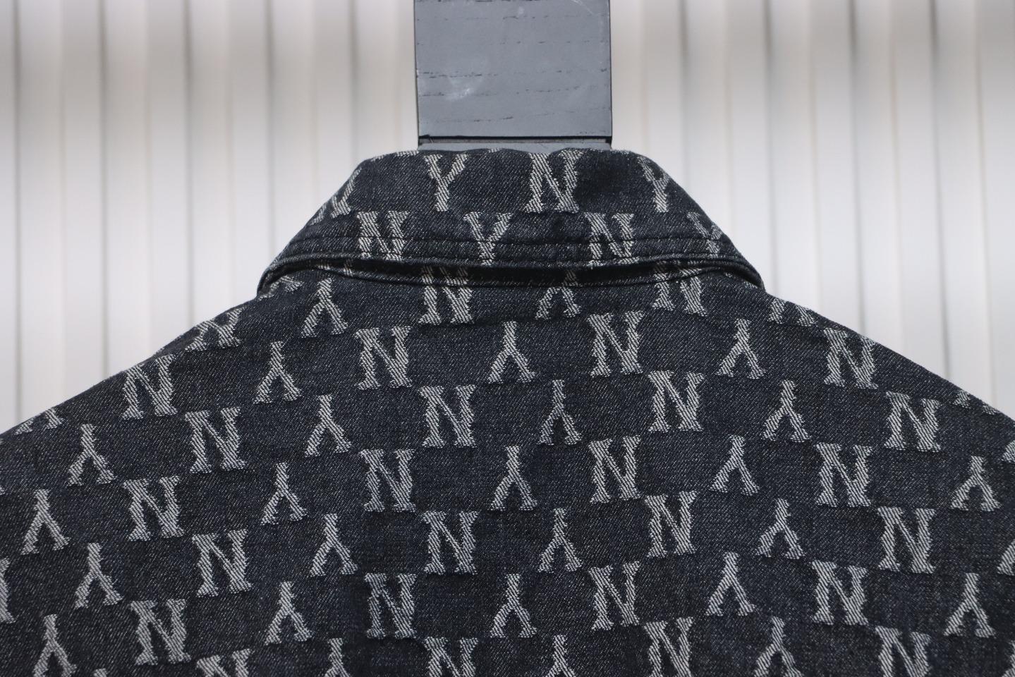 MLB Washed Denim Jacket with All Over Logo Black