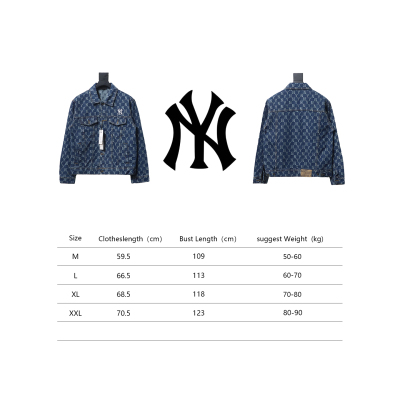 MLB Washed Denim Jacket with All Over Logo Blue 02