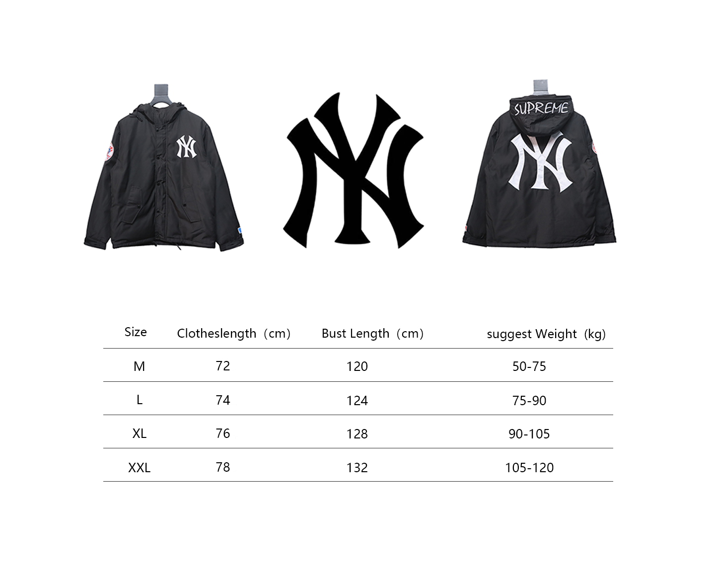 MLB x Supreme 24FW Co-Branded Hooded Zip-Up Jacket Black