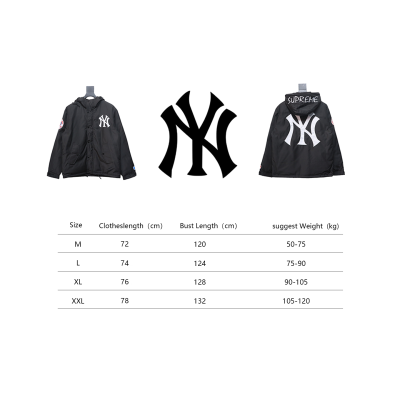 MLB x Supreme 24FW Co-Branded Hooded Zip-Up Jacket Black 02