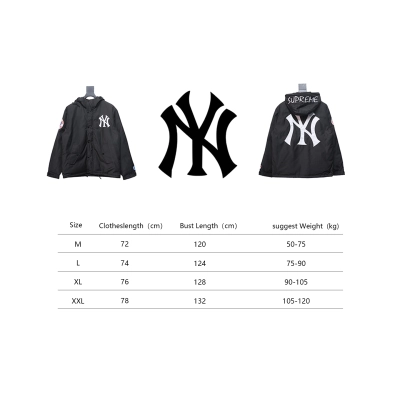 MLB x Supreme 24FW Co-Branded Hooded Zip-Up Jacket Black 02