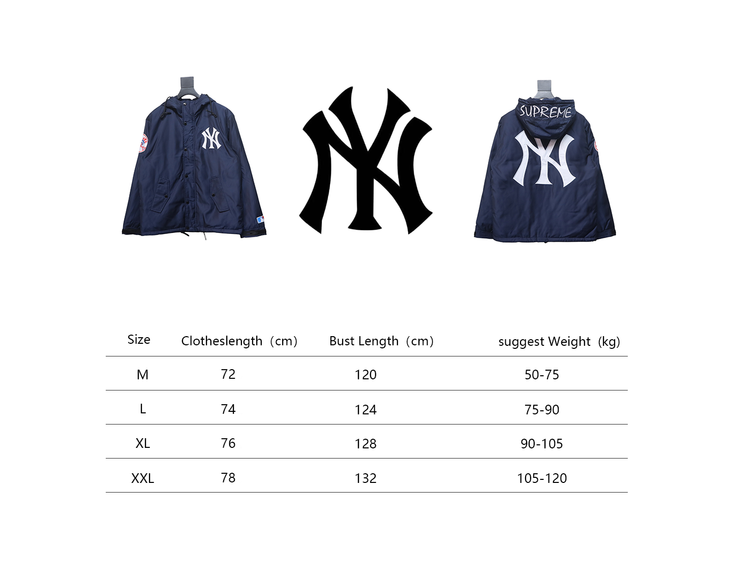 MLB x Supreme 24FW Co-Branded Hooded Zip-Up Jacket Blue