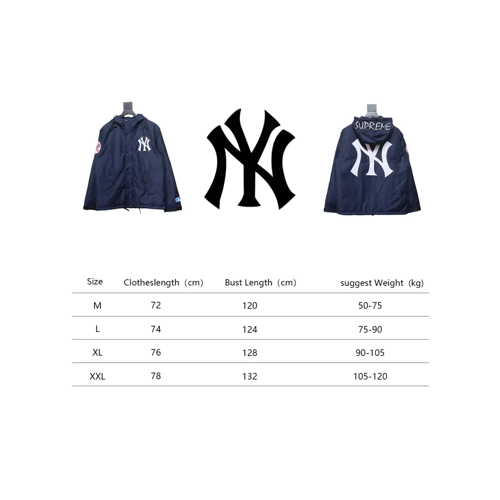 MLB x Supreme 24FW Co-Branded Hooded Zip-Up Jacket Blue