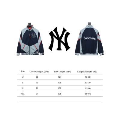 MLB x Supreme Color-Block Jacket Blue 02