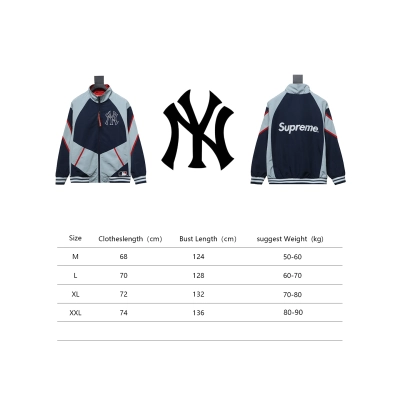 MLB x Supreme Color-Block Jacket Blue 02