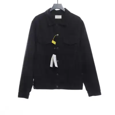 (Sale) Gucci Logo Flocked Denim Jacket 01
