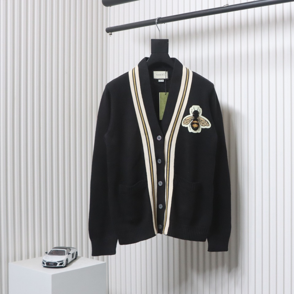Gucci 22ss Bee Knit Cardigan Jacket Black
