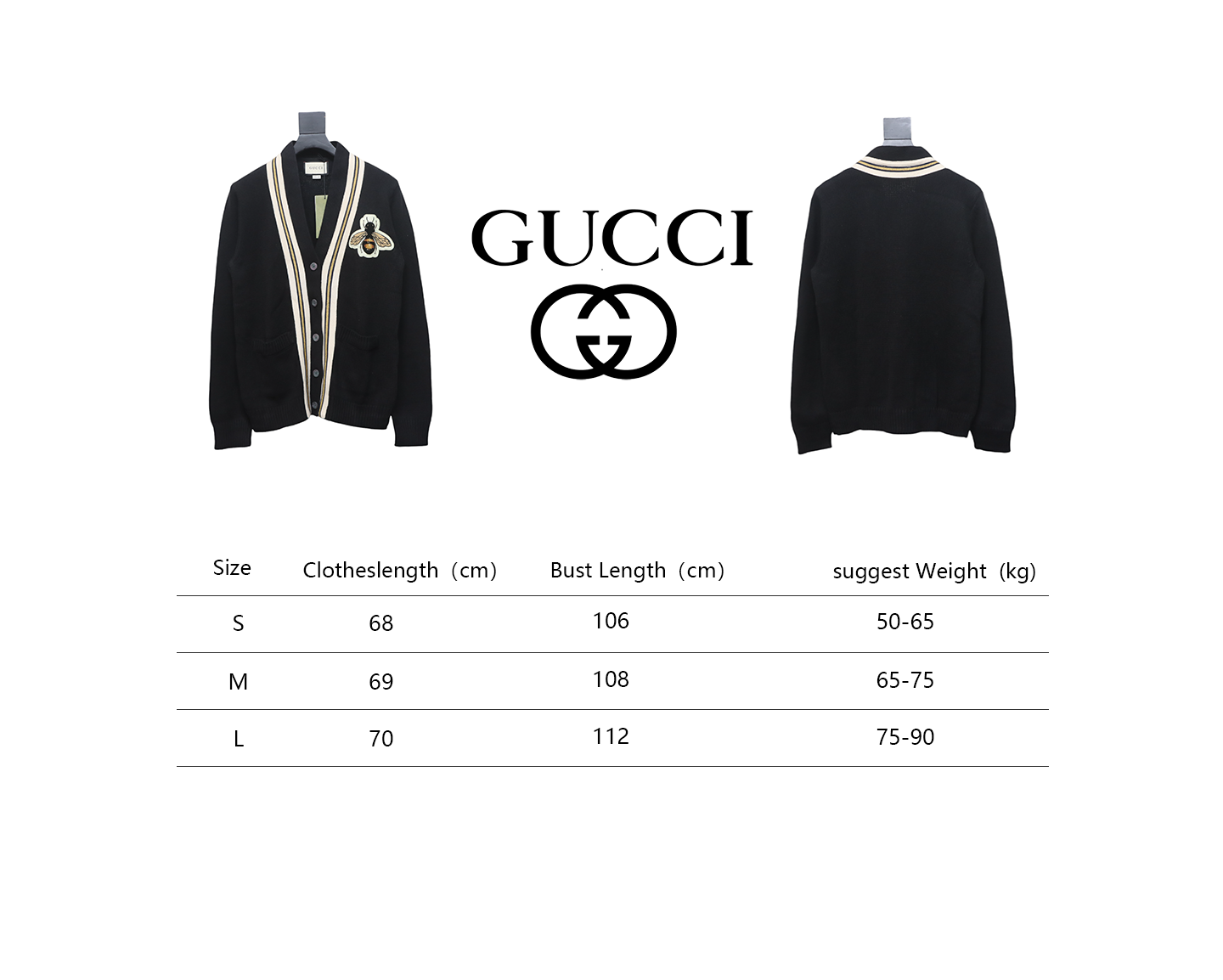 Gucci 22ss Bee Knit Cardigan Jacket Black