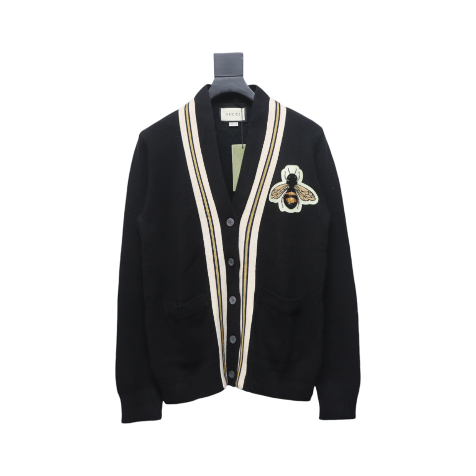 Gucci 22ss Bee Knit Cardigan Jacket Black