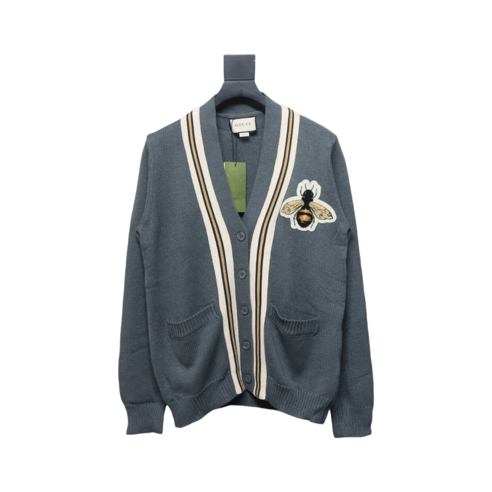 Gucci 22ss Bee Knit Cardigan Jacket Grey