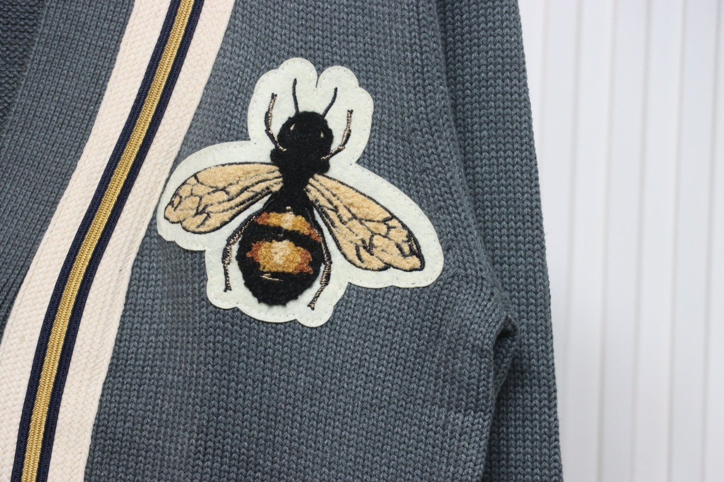 Gucci 22ss Bee Knit Cardigan Jacket Grey