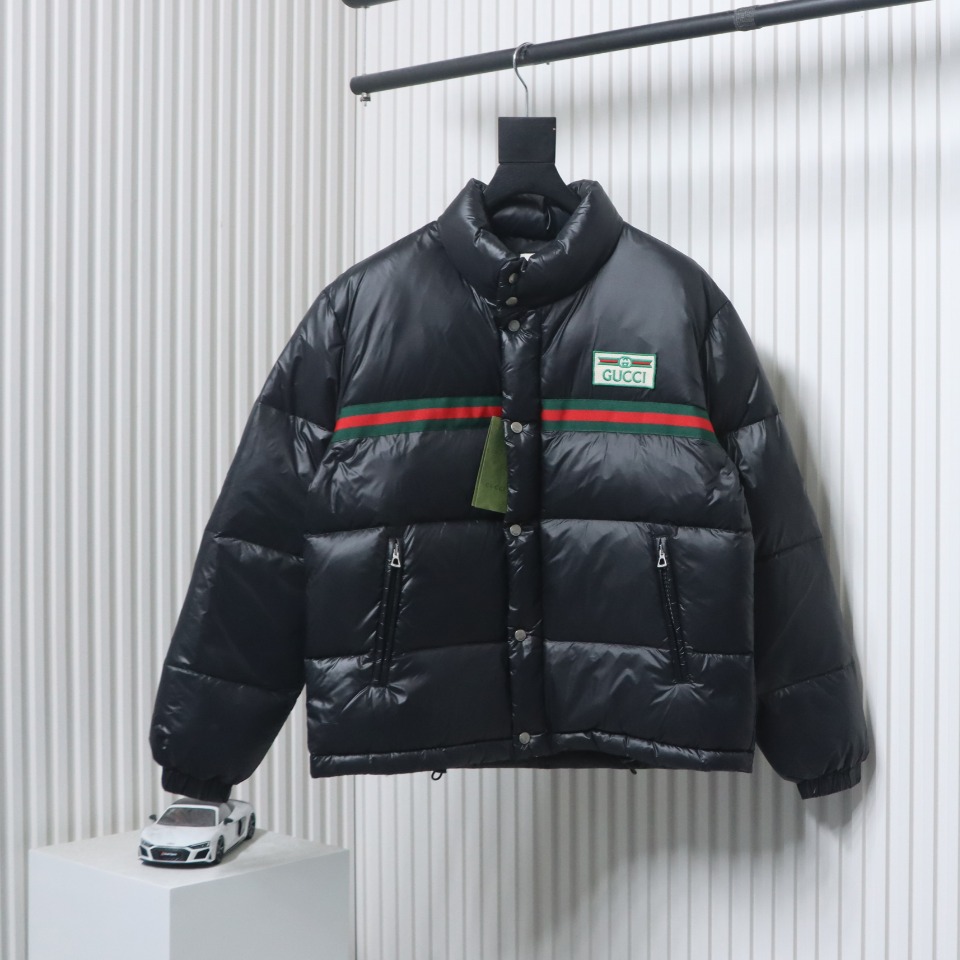 Gucci 22ss Red And Green Ribbon Down Jacket