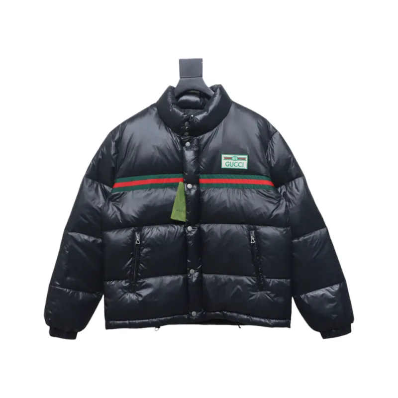 Gucci 22ss Red And Green Ribbon Down Jacket