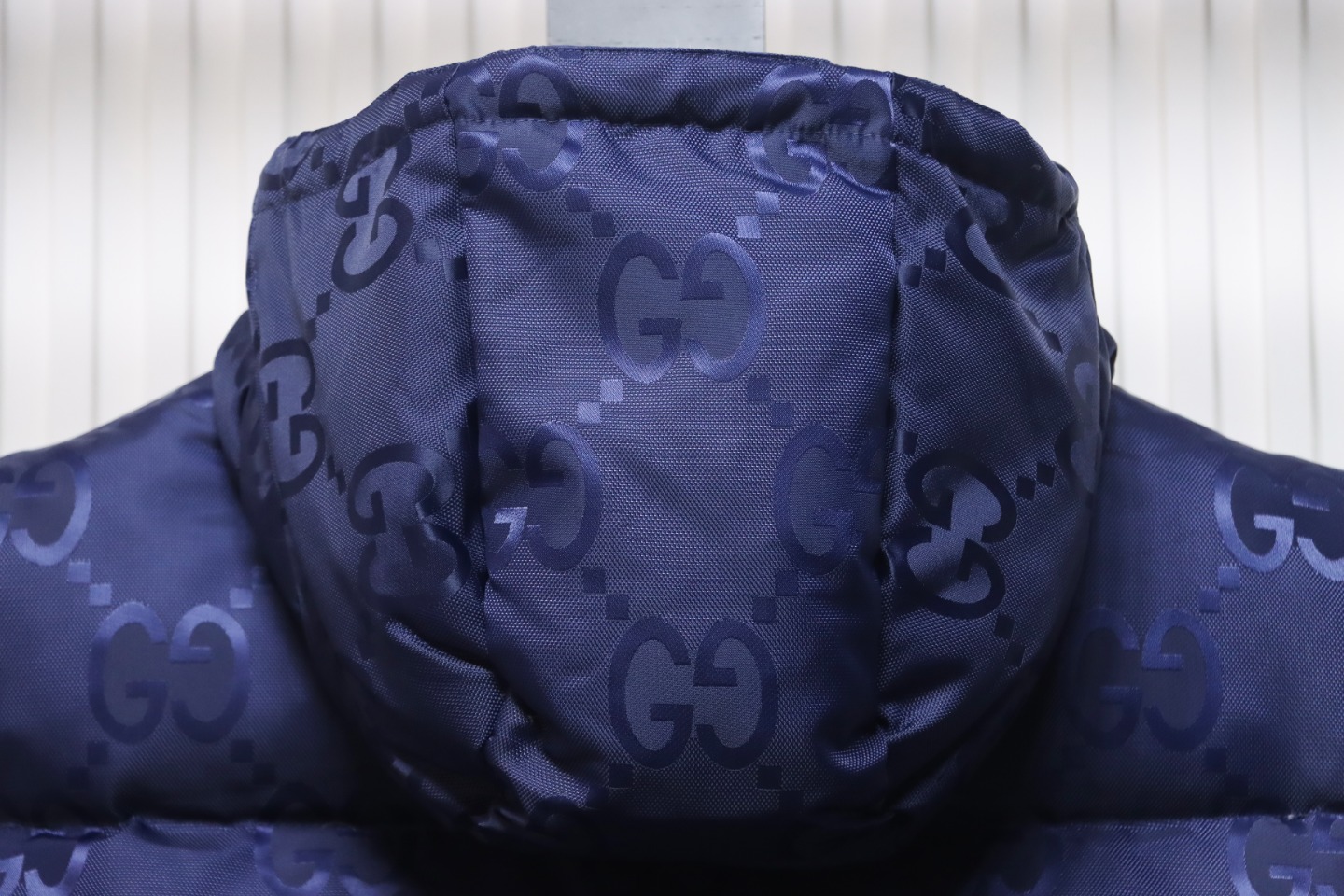 Gucci 23FW Big GG Obscure Jacquard Down Vest Blue