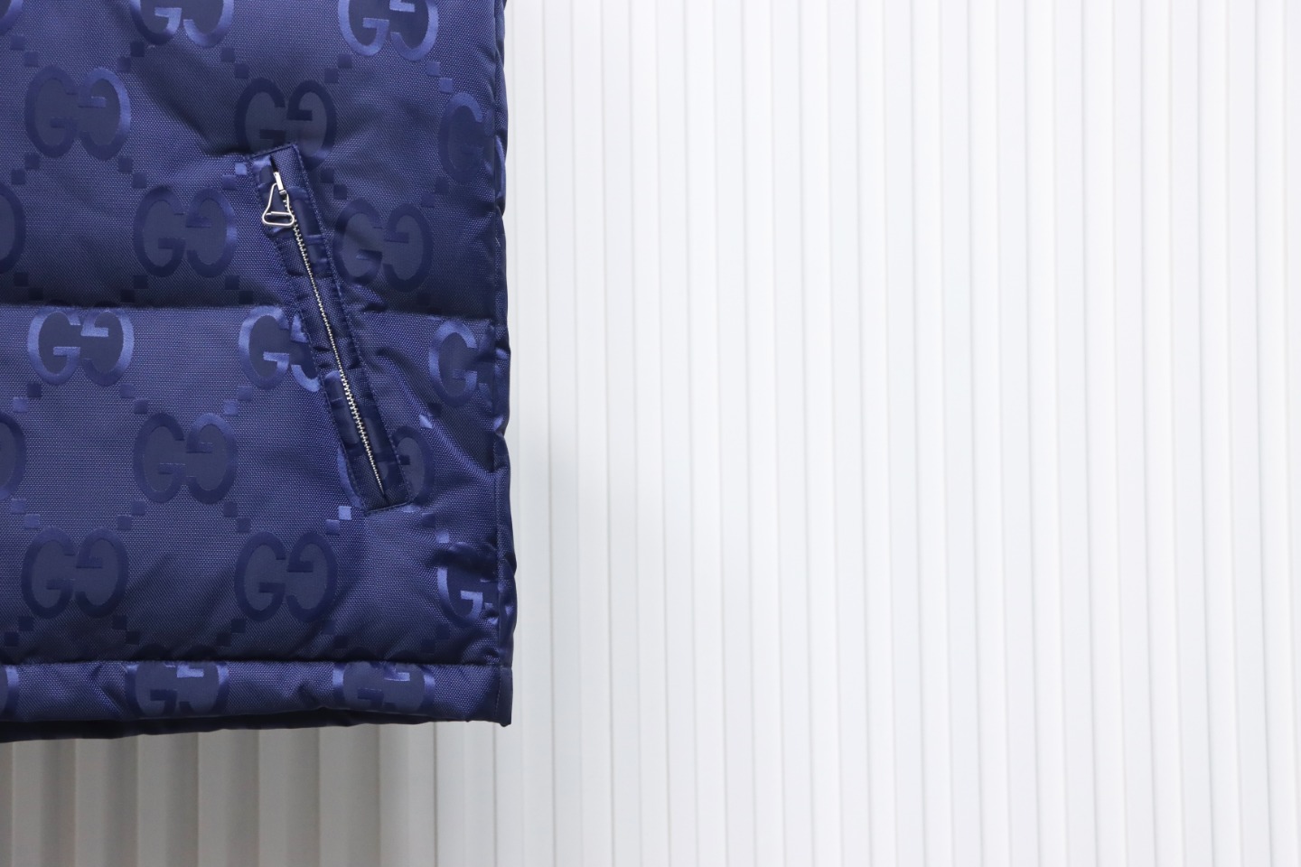 Gucci 23FW Big GG Obscure Jacquard Down Vest Blue