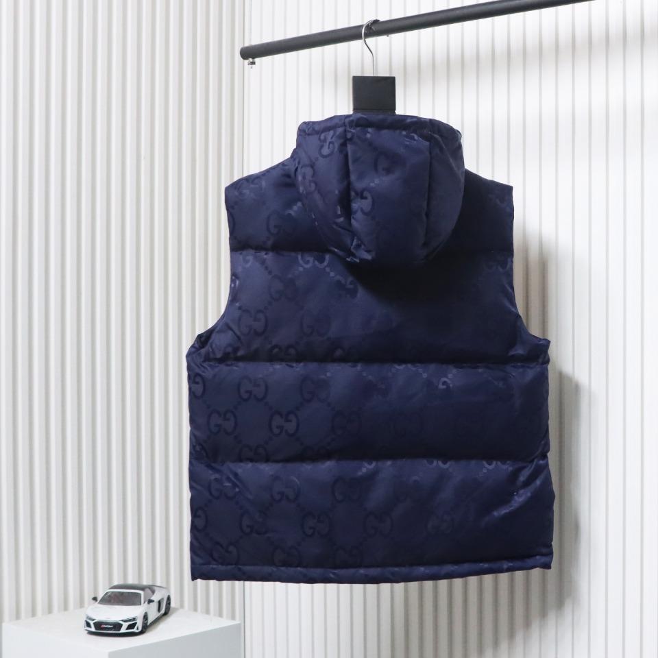 Gucci 23FW Big GG Obscure Jacquard Down Vest Blue