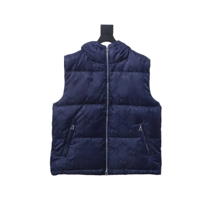 Gucci 23FW Big GG Obscure Jacquard Down Vest Blue 01