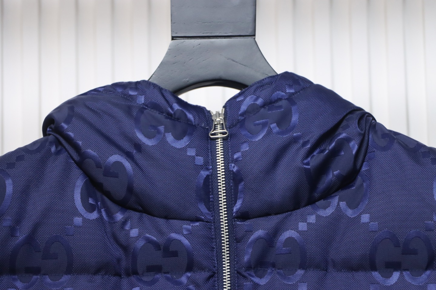 Gucci 23FW Big GG Obscure Jacquard Down Vest Blue