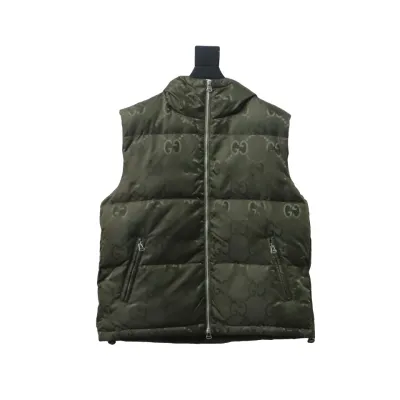 Gucci 23FW Big GG Obscure Jacquard Down Vest Green 01