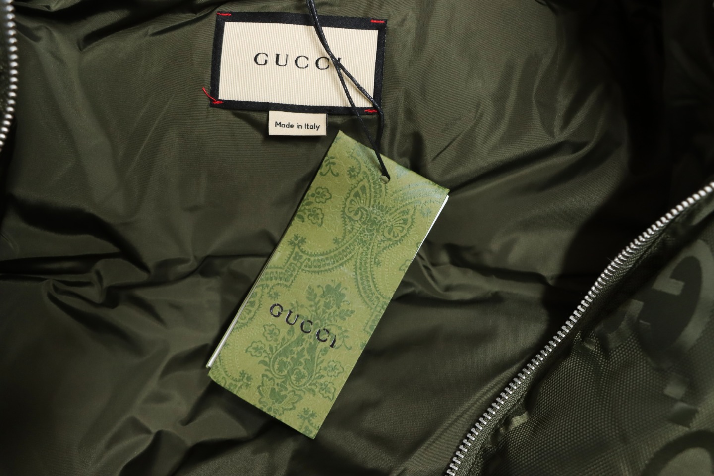 Gucci 23FW Big GG Obscure Jacquard Down Vest Green