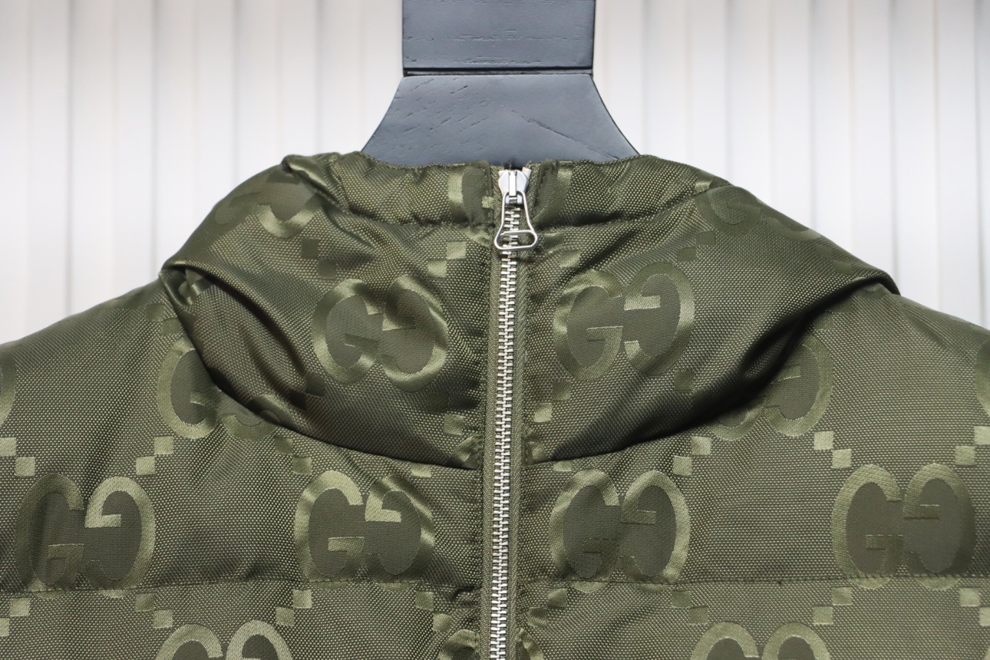 Gucci 23FW Big GG Obscure Jacquard Down Vest Green