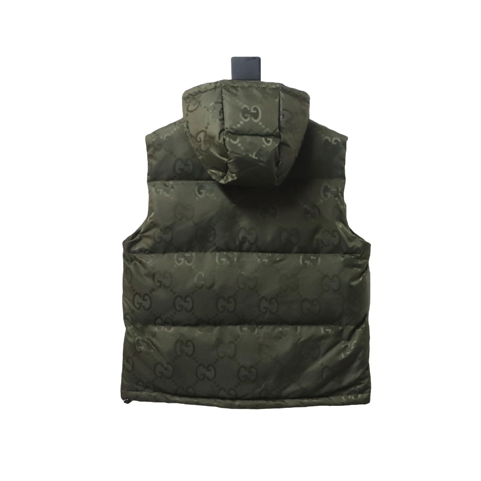 Gucci 23FW Big GG Obscure Jacquard Down Vest Green