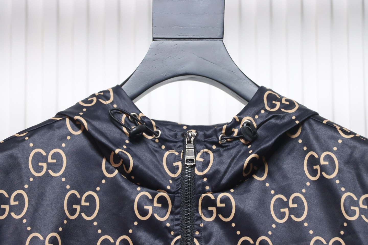 Gucci 24Fw All Over Jacquard Double G Woven Hooded Jacket Brown