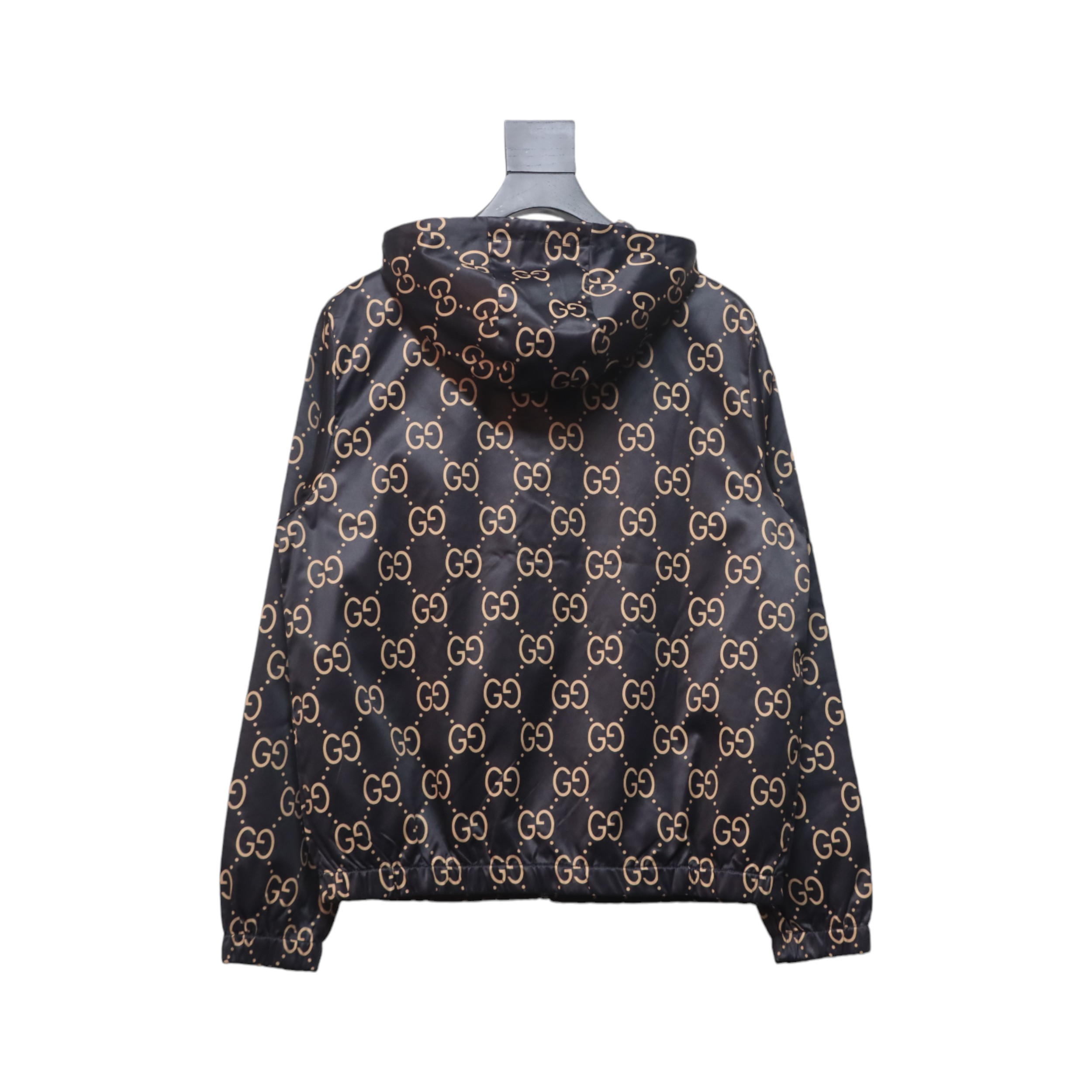 Gucci 24Fw All Over Jacquard Double G Woven Hooded Jacket Brown