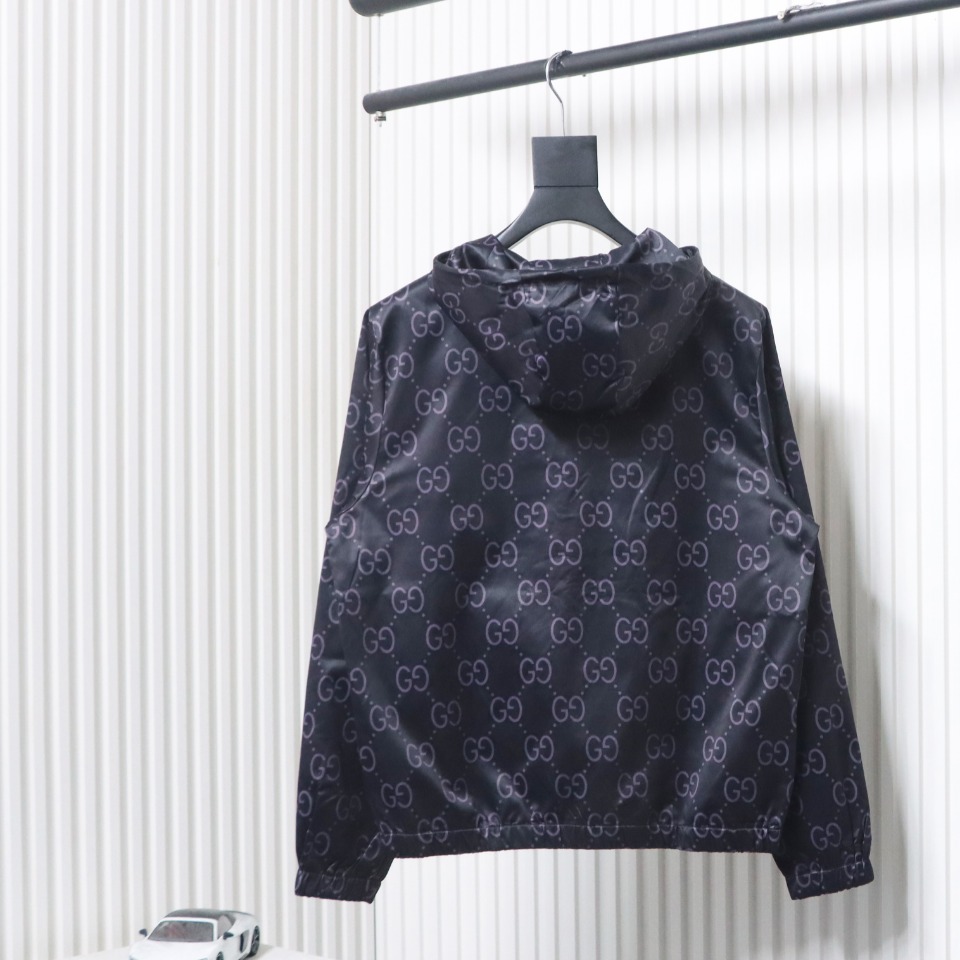 Gucci 24Fw All Over Jacquard Double G Woven Hooded Jacket Dark Purple