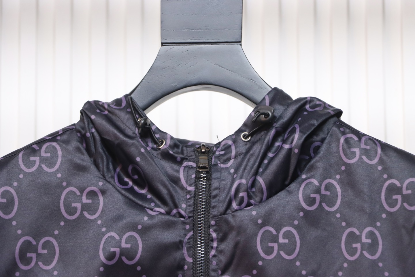 Gucci 24Fw All Over Jacquard Double G Woven Hooded Jacket Dark Purple