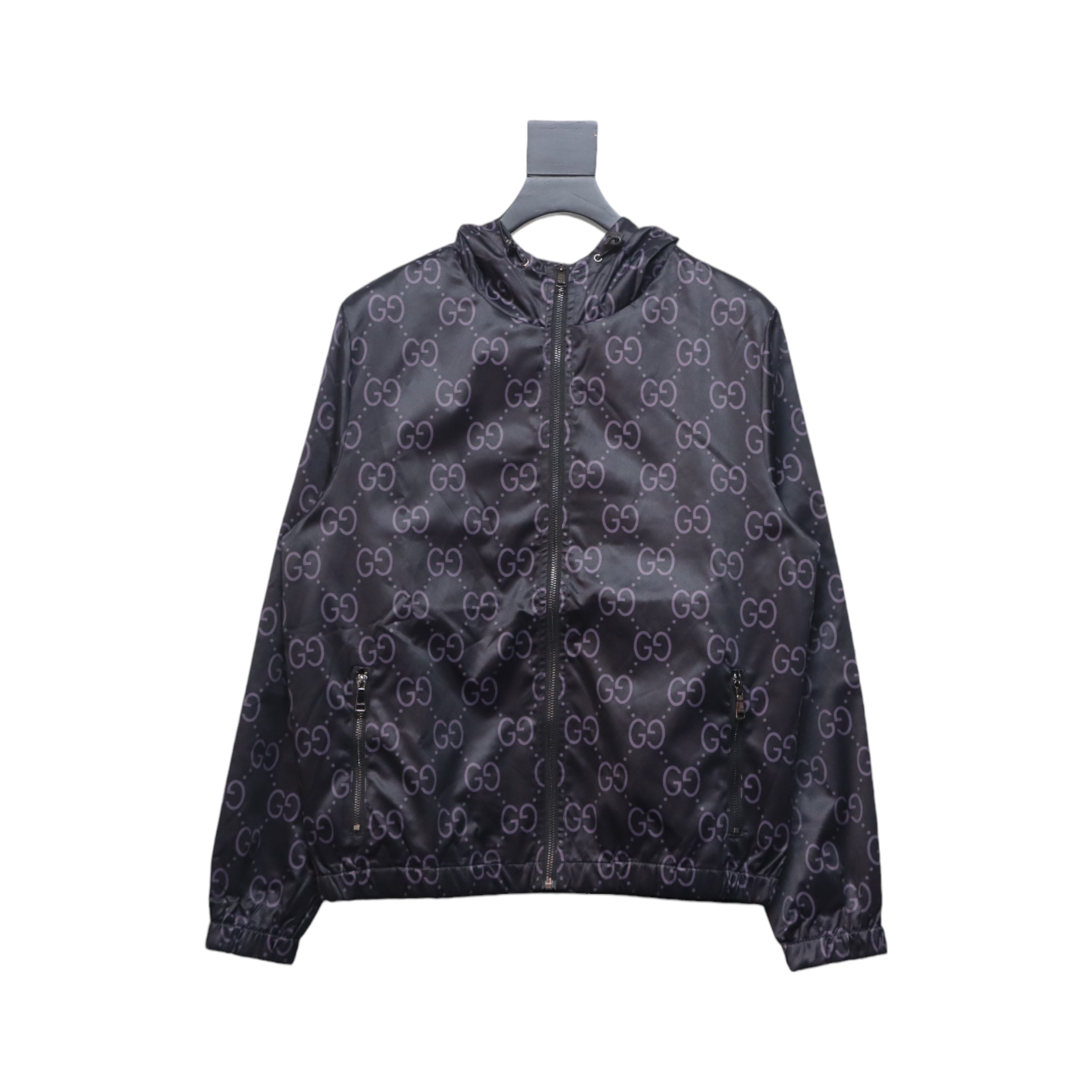 Gucci 24Fw All Over Jacquard Double G Woven Hooded Jacket Dark Purple