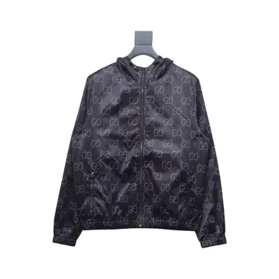 Gucci 24Fw All Over Jacquard Double G Woven Hooded Jacket Dark Purple 01