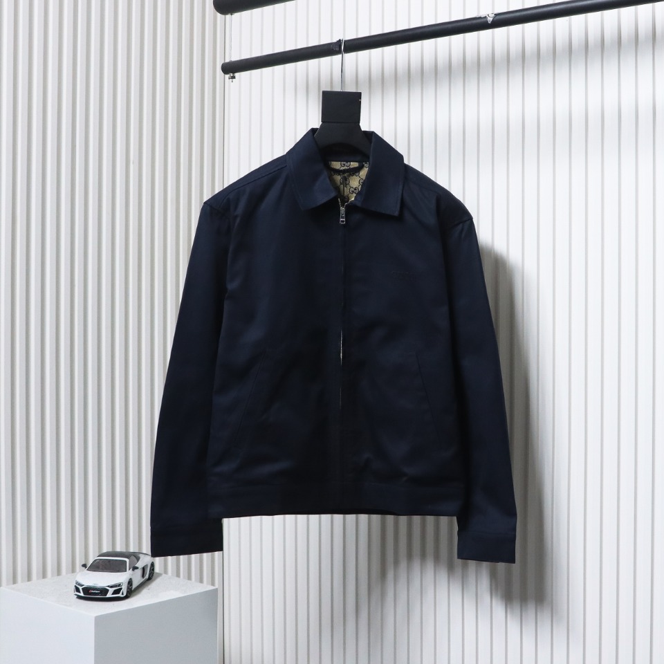 Gucci 24Fw Double G Jacquard Lined Jacket Dark Blue
