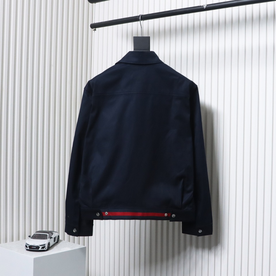 Gucci 24Fw Double G Jacquard Lined Jacket Dark Blue