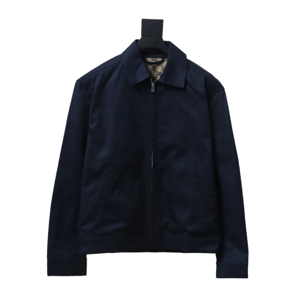 Gucci 24Fw Double G Jacquard Lined Jacket Dark Blue