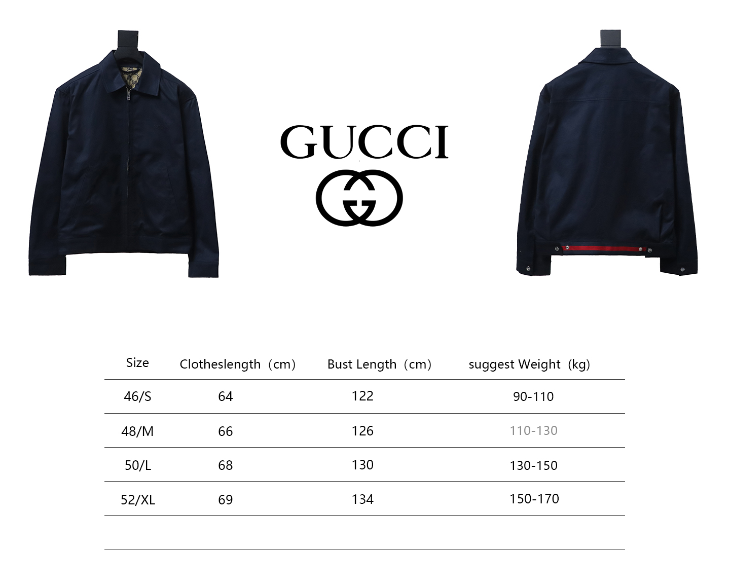 Gucci 24Fw Double G Jacquard Lined Jacket Dark Blue