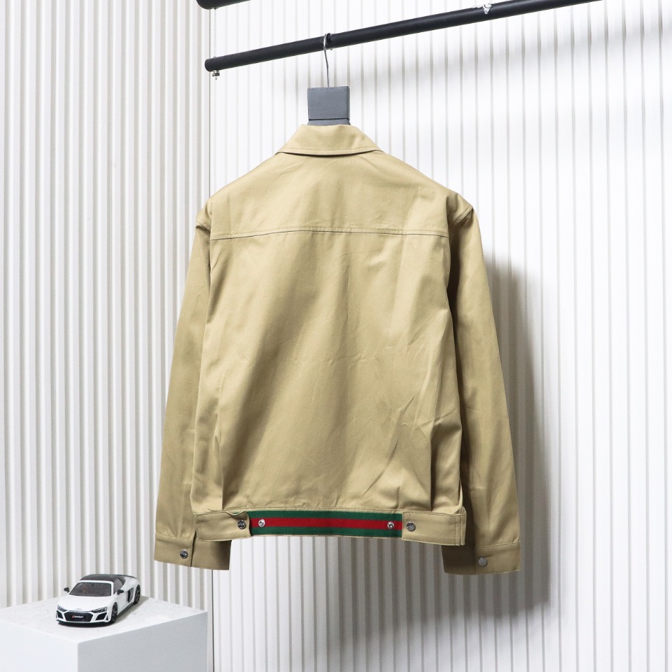 Gucci 24Fw Double G Jacquard Lined Jacket Dark Khaki