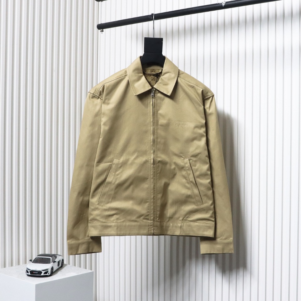 Gucci 24Fw Double G Jacquard Lined Jacket Dark Khaki