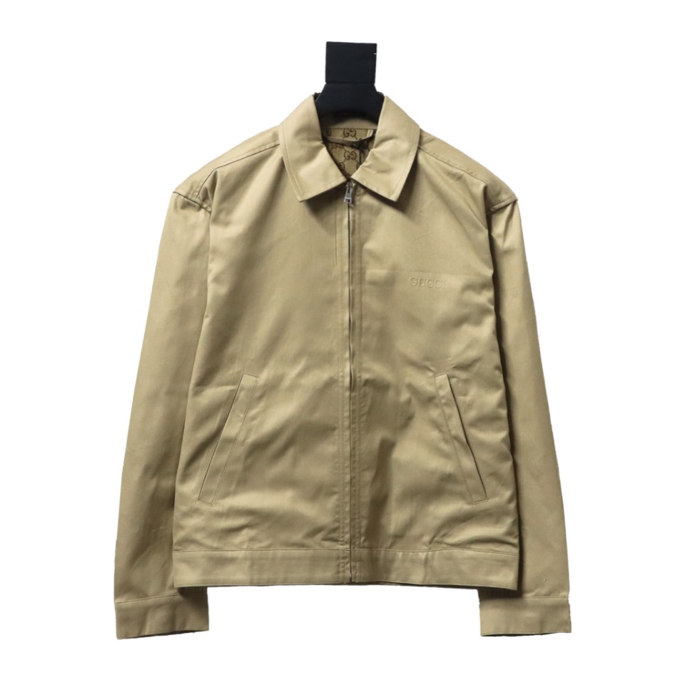 Gucci 24Fw Double G Jacquard Lined Jacket Dark Khaki