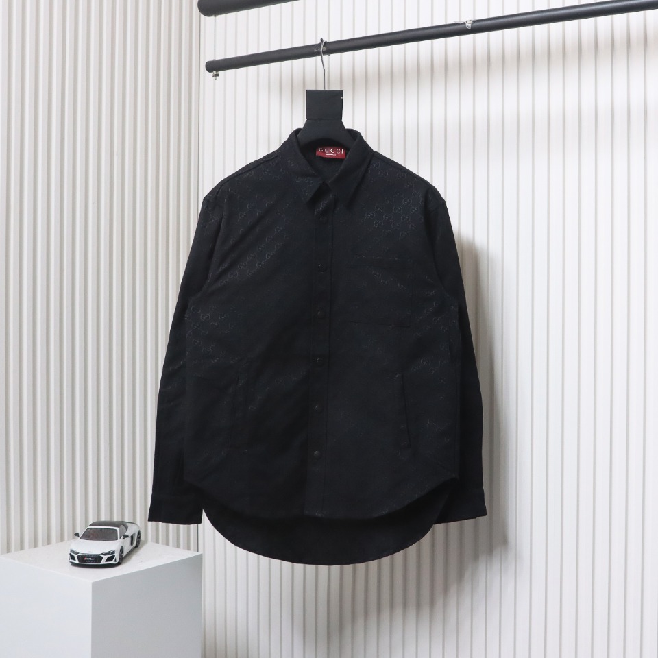 Gucci 24Fw Double G Jacquard Pocket Shirt Jacket Black